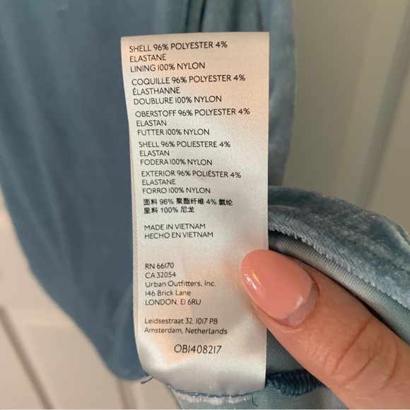 Urban Outfitters Soft Blue Velvet Genevieve Mini Dress, size M - Picture 7 of 10